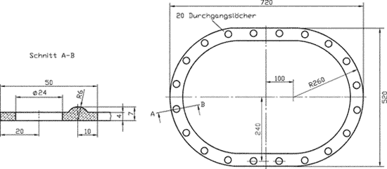 Dichtung Form A für Mannloch-Verschlüsse, nach DIN 83 403 – A 400 x 600